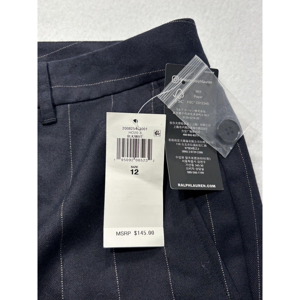 Lauren Ralph Lauren Dress Pants Womens 12 Black Pinstripe Straight Leg Twill - Picture 4 of 15
